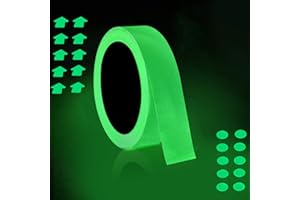 Nastro Luminoso, ONTWIE Nastro di Sicurezza Nastro Fluorescente Bagliore Nel Nastro Scuro 2,5 cm x 10 m Adesivi Fotoluminescenti Impermeabile Autoadesivi Rimovibili Nastro Luminoso Fai Da Te