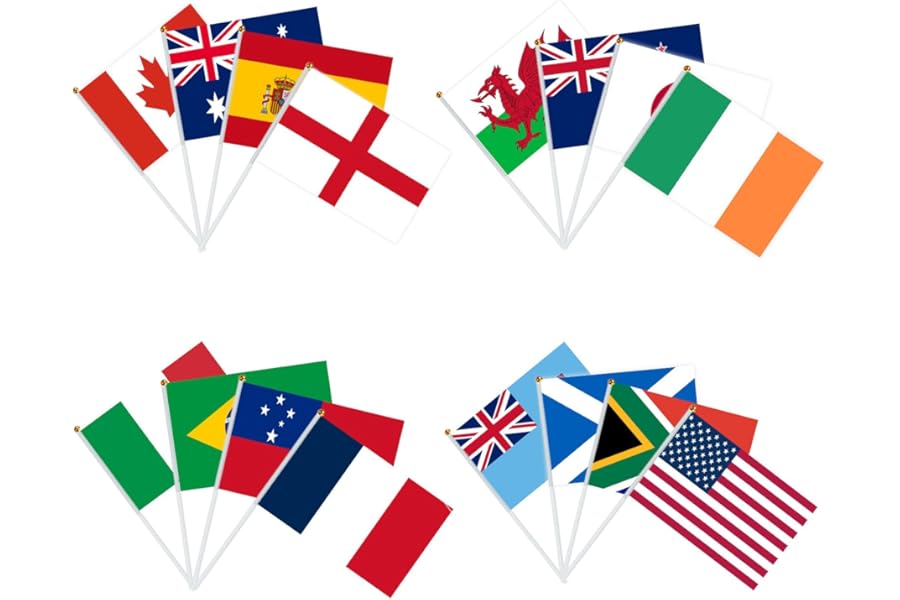 YOFANUP World Cup 2026 Flags, World Cup Soccer Party Decorations, Double-Sided, Waterproof, 16 Pcs Handheld Stick Flags for Clubs, Garden, Bar, Street Party Decorations