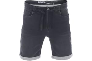 riverso Jeans Shorts Herren Stretch Kurz Kordelzug Regular Fit RIVPaul Kurze Hosen Bermuda Shorts Sommer Denim Einfarbig Schwarz Blau Grau 30 31 32 33 34 36 38 40 42 44 46