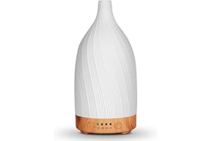 CARASTEK Diffusore di Oli Essenziali, 100ml Diffusore di Aromi in Ceramica con 4 Funzione Timer Spegnimento Automatico 7 Luci Colorate Diffusore per Oli Essenziali Senza BPA per camera da letto, ufficio, spa