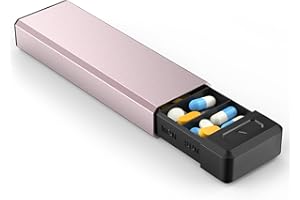 HEIYING Porta Pillole con Guscio in Alluminio per Una Settimana di Capacità, Portatile Portapillole Settimanale a 7 Scomparti per Contenere Vitamine, Medicine, Integratori
