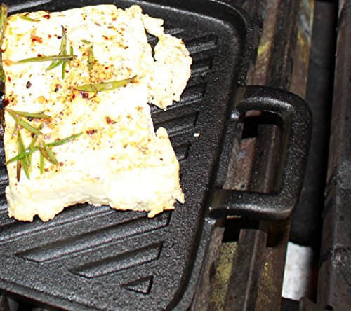 Santos Plancha Grillplatte 25cm x 19cm x 1,8cm – Grillpfanne Gusseisen Gusspfanne Pfanne Grillzubehör Guss für Gasgrill oder Kohlegrill - 7