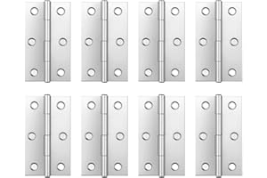 MEWTUSH 8 PCS Charniere Porte, Charnière Inox Invisible, Charnière Porte Placard 6 Trous, Charnière Plate 66x37mm pour Porte, Tiroirs, Meuble, Piano, Coffret, Quincaillerie de Placards et Armoires