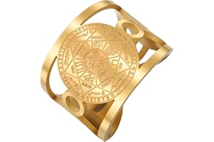 TEAMER Anello con sigillo dei sette Arcangeli in acciaio inox, regolabile, il grande protettore, amuleto, gioiello religioso, per uomini e donne