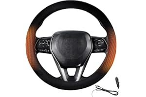 WUJIALINGMM Heated Steering Wheel Cover,15" 12V Steering Wheel Warmer Heated Steering Wheel Protector Cover for Winter Universal Fit SteeringWheel Outer for Cars SUVs Trucks Vans
