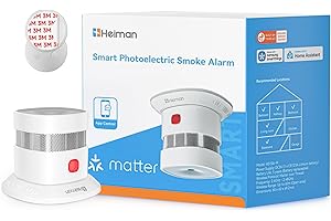 Heiman - Detector de humo mate con fijación magnética, detector inteligente conectado, batería de 5 años reemplazable, certificado en 14604, 85 dB, alerta para aplicaciones SmartThings Home Assistant
