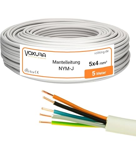Elpar Câble D'alimentation NYM-J Haute Performance 3 X 1,5 Mm² – Robuste, Flexible, Certifié