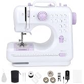 Mini Sewing Machine for Beginners, Household Double Thread Multifunction Sewing Machine 12 Stitches for Kids EU 220V