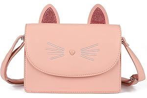 AFKOMST Portafogli carini per ragazze adolescenti, piccola borsa a tracolla e borse, regalo con tema gatto per bambini, Rosa, Piccolo