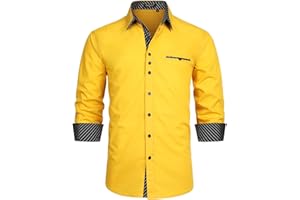 Enlision Męskie koszule z długim rękawem biznesowa koszula na co dzień regularny krój koszule zapinane na guziki