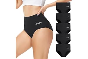 Momoshe Culotte Femme Coton Taille Haute Lot de 5 Elasticité Ventre Plat Post Accouchement Gainante Slip Shorts Shorty pour Femmes Sport Extensibles Doux Décontracté Boxer sous-Vêtements