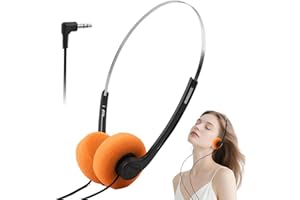 Gammaeon Retro-Kopfhörer Over-Ear im 80er Design – Leichtgewicht Stereo-Kopfhörer mit Kabel für Smartphones, Inklusive Ohrpolster aus Memory-Schaum und 3,5mm Klinkenstecker