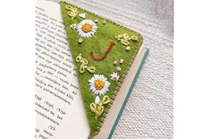 Litthing Hand Embroidered Corner Bookmark, 26 Letters Personalised Seasons Felt Triangle Bookmarks Gifts for Book Lovers Men Women