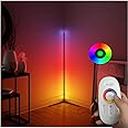 Juflix Smart RGB Floor Lamp, LED Floor Lamp Ambient Background Light, Modern Minimalism Color Changing LED Dimmable Torchiere, Black, 142cm, UK Plug, 20W Cool for Living Room, Bedroom