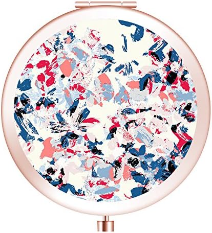 Folding Travel mirror, Portable Round Mini Makeup Mirror with Double Sides 2x &amp;1x Magnification Good Gift for Girls - Watercolor Flower