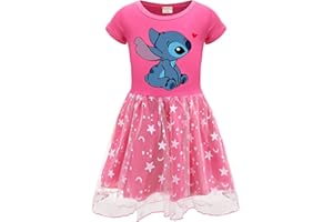 Xpialong Blue Cat Girls' Skirt Casual One-Piece Fluffy Kids Girls Summer Dresses