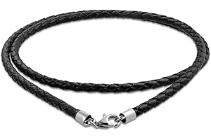 Bling Jewelry Cordón De Cuero Genuino Marrón Y Negro Trenzado Para Collar Con Colgante Unisex Para Mujeres, Adolescentes Y Hombres. Plata Esterlina .925 De 14, 16, 18, 20 Y 24 Pulgadas De Largo.
