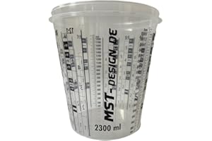 ‎MST-DESIGN MST-DESIGN Lackmischbecher, 10 Stück mit 2300 ml I Robuste Einweg-Messbecher mit Mischskala I Mischbecher zum Anrühren von Lacken, Füller, Lasuren etc. I Anrührbecher I Hochwertiges Lackierzubehör