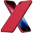 ORNARTO Liquid Silicone Case for iPhone SE (2022) 4.7",iPhone SE (2020),iPhone 8,iPhone 7,Soft Gel Rubber Case Cover with Microfiber Lining-Red