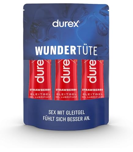 Durex Erdbeere Gleitgel – Wasserbasis, fruchtig-süßer Duft, 2x50 ml