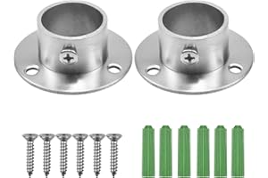 HQdeal 2 Stück Edelstahl Rundrohr-Halterung, 25mm U-Form Stangen Flansch Set, Kleiderschrank Stangenhalter Kleiderstange Stangenhalterung Spurstangenkopf Halterung mit Schrauben (25mm)