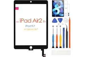 ARSSLY Ecran Tactile pour iPad Air 2 Remplacement Écran pour iPad Air 2 A1566 A1567 9,7 Pouces Écran Tactile Touch Screen Digitizer avec Réparation Kit (Noir, Pas LCD)