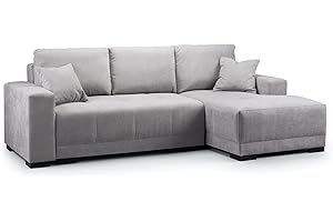 Honeypot Sofabed - Cimiano Corner Sofa Bed with Storage - Grey Fabric Couch with Pull Out Sofa Bed Chaise Lounge Couch | Setup Included | Made in EU | Built to Last (Grey, Right Hand Facing Corner)