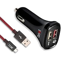 boAt Dual Port Rapid Car Charger (Qualcomm Certified) with Quick Charge 3.0 + Free Micro USB Cable - (Black)