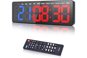 Manoive Timer Sport Minuteur Fitness, 16.5" Grand Ecran Timer, Horloge, Chronomètre, Minuteur Fitness Mural avec Télécommande, Volume&Luminosité Réglable,pour Home Gym Garage Entraînement
