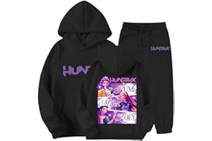 GENERIC K-Kpop D-Demon H-Hunters Jogginganzug Mädchen Kinder Hoodie Pullover H-Huntrix Vintage Anime Langarm Kapuzenpullover und Hosen Set mit taschen
