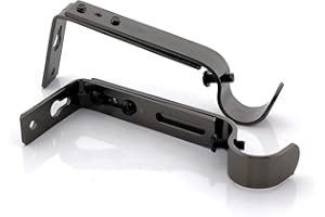 GIRASOLE HOME Staffa Regolabile Aperta 110mm per Asta 2 Pezzi in Ferro Resistente per Bastoni dal Diametro di 18-20 mm (Nichel Nero)