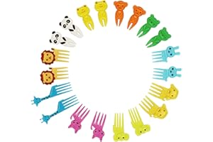 Lot de 20 fourchettes à fruits, à gâteau, à bento, mini, motif de dessin d’animaux, pour enfants et adultes, cure-dents, qualité alimentaire, accessoires mignons