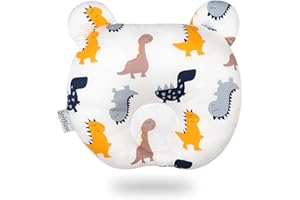 champracer Kindkissen Baby Kissen 0-12 Monate Neugeborene Baumwollmusselin Kopfkissen, Weiches Dekoratives Kissen für Kinderzimmer, Kinderbett, Kinderwagen, Autositz (Dinosaurier, 30x23 cm)