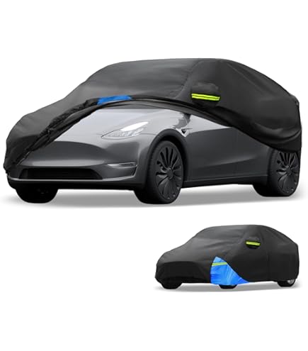 Partuto All-Weather Waterproof Car Cover - UV-Resistant Outdoor Full Exterior Protection For Tesla Model Y 2020-2025 210D-PU Black With Right Side - View #5