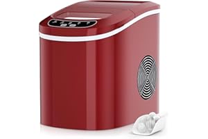 RELAX4LIFE Macchina Ghiaccio 2,2 L, Fabbricatore Cubetti 12 kg in 24 H, Ciclo Produttivo 6-13 Minuti, Tecnologia a Infrarossi, Funzionamento Automatico (Rosso)