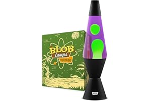 Blob Lamps® Liquid Motion Lamp Vintage Green Wax Purple Liquid Matt Black Metal Base & Cap 14.5” Mood Lamp Light