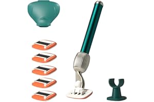 Fler The Razor Shave Set - Rasoio Donna con Testine Intercambiabili, Rasoio con Supporto, 6 Lamette di Ricambio e Custodia Protettiva, Rasoi Unisex, Lametta con Aloe Vera, Vitamina E, Verde Pine