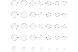 UNICRAFTALE los Kits de Fabricación de Eslabones Planos Redondos 8 tamaño Incluyen 42 ajustes Conector Cabujón Acero Inoxidable Y 56 cabujones Vidrio Transparente para Pendientes Collar Y Colgante