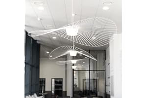 GLZXMQBP Lustre Vertigo Suspension Blanc 140 cm, Lampe Vintage Suspension Vertigo Rétro LED Salon Lustre for Intérieur Salon Fibre De Verre +Polyuréthane De Chapeau LED E27,Blanc,140cm