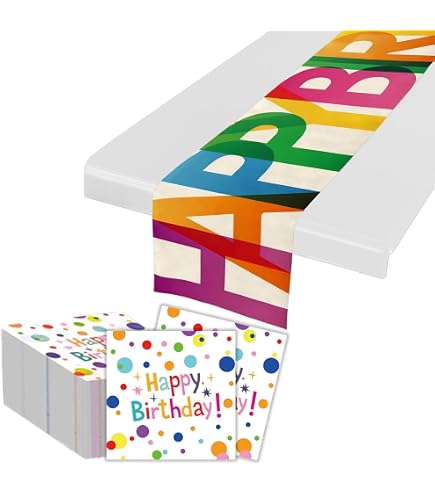 Chemin De Table Joyeux Anniversaire Multicolore 28cm X 5m - Décoration Fête En Organza