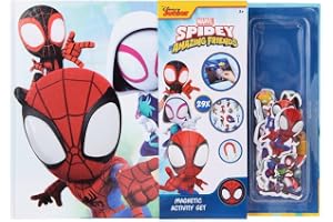 Disney Junior Spidey and his Amazing Friends Magnetisk aktivitetsbok, 29 magneter, interaktivt spel, kreativt kul, perfekt för resor
