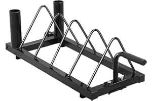 costoffs Horizontal Plate Storage Holder - Olympic Bar Rack Barbell Bumper with Multilevel Slots, Rolling Wheels for Home/Gym