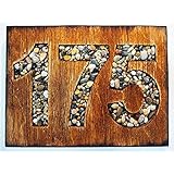 Custom Address Sign | Rustic House Address Plaque | Oak stained wooden plaque and Sea Pebbles numbers | House numbers, House address sign, housewarming gift, cabin, cottage