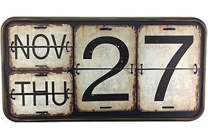 FOSINZ Calendario calendario perpetuo in metallo e ferro da parete in PVC Flip afflitto per arredamento per la casa 15.7x7.9x0.7 pollice