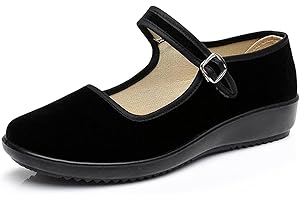 AioTio Zapatos Mary Jane Mujer Merceditas Mujer Terciopelo Bailarinas Mujer Suela de Goma Antideslizante Suave Zapatos Planos Mujer Ballet Flats Zapatos Chinos Mujer con Forro Cómodo de Algodón