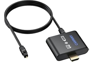 CAMWAY HDMI zu HDMI Optisch Audio Extraktor, 4K@30Hz Optisch Audioausgang Konverter mit 1M optisches Kabel, unterstützt Dobly/DTS 5.1CH, Plug and Play, Audio Konverter für Fire TV Stick Soundbar