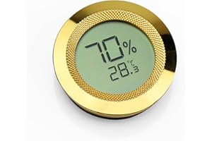 SLEGE Igrometro Termometro Digitale, Igrometro Digitale Termometro Regolabile, Umidità Calibrabile, Diametro 50 mm Rotondo in Lega di Zinco, Misuratore di Umidità per Humidor Sigari/Serra/Cantina