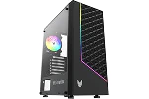 ‎OVERSTEEL Oversteel - Iridium Gaming PC Case Compatible with ATX, Micro ATX and ITX Boards, 120 mm A-RGB Fan, Mesh Front, 2 Dust Filters, Tempered Side Glass, USB 3.0, Black