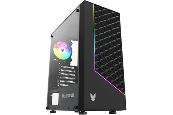 Oversteel - Iridium Boîtier PC Gaming compatible avec les cartes ATX, Micro ATX et ITX, ventilateur A-RGB 120mm, façade en mesh, 2 filtres à poussière, verre latéral trempé, USB 3.0, noir