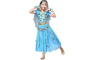 Ketamyy Filles Printemps Et Été Jupe Danse du Ventre Enfants Danse Indienne Vêtements Deux Pièces avec Accessoires